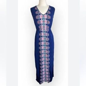 Xhilaration Aztec Stripe Navy Blue Maxi Dress